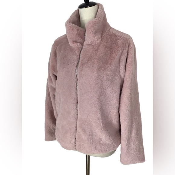 Fair Haven Blush Pink Faux Fur High Neck Zippered Jacket NEW - Picture 3 of 7